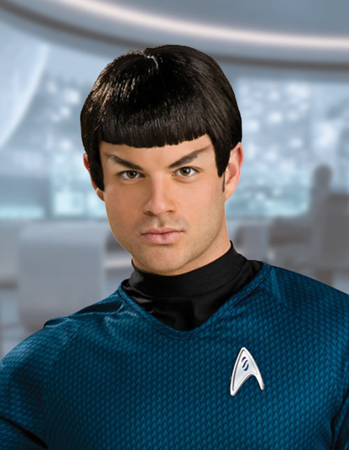 Star Trek Official Spock Blue Shirt Top Uniform 60s Fancy Dress Opt Wig Ears 