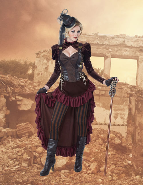  Steampunk Victorian Cosplay Costume Set Included