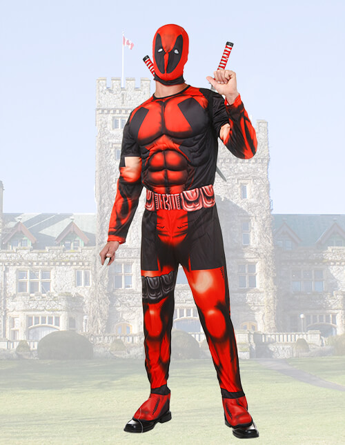 red and black deadpool costume