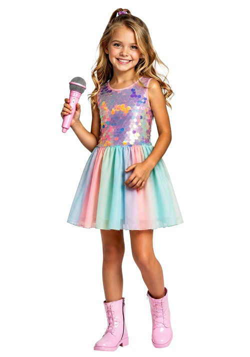 Girls Sweet Sequin Popstar Costume Dress 1