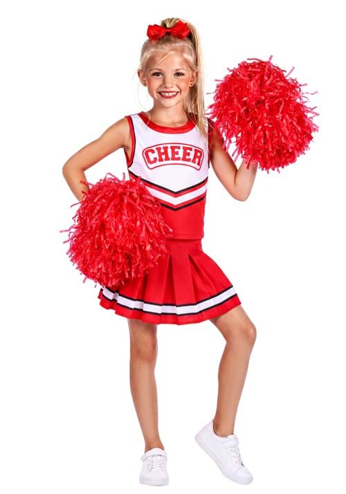 Girls Red White Uniform Cheerleader Costume