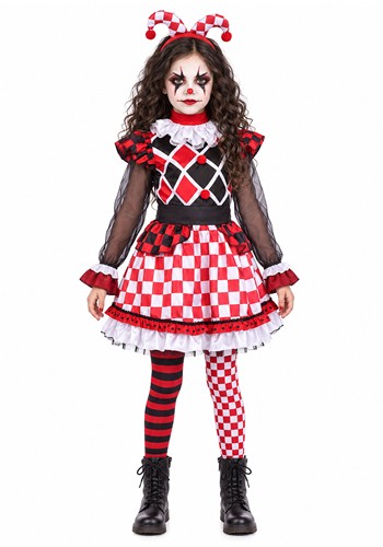 Girls Wicked Red Jester Costume Updated
