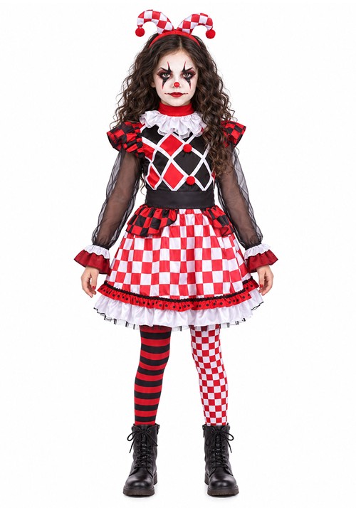 Girls Wicked Red Jester Costume Updated