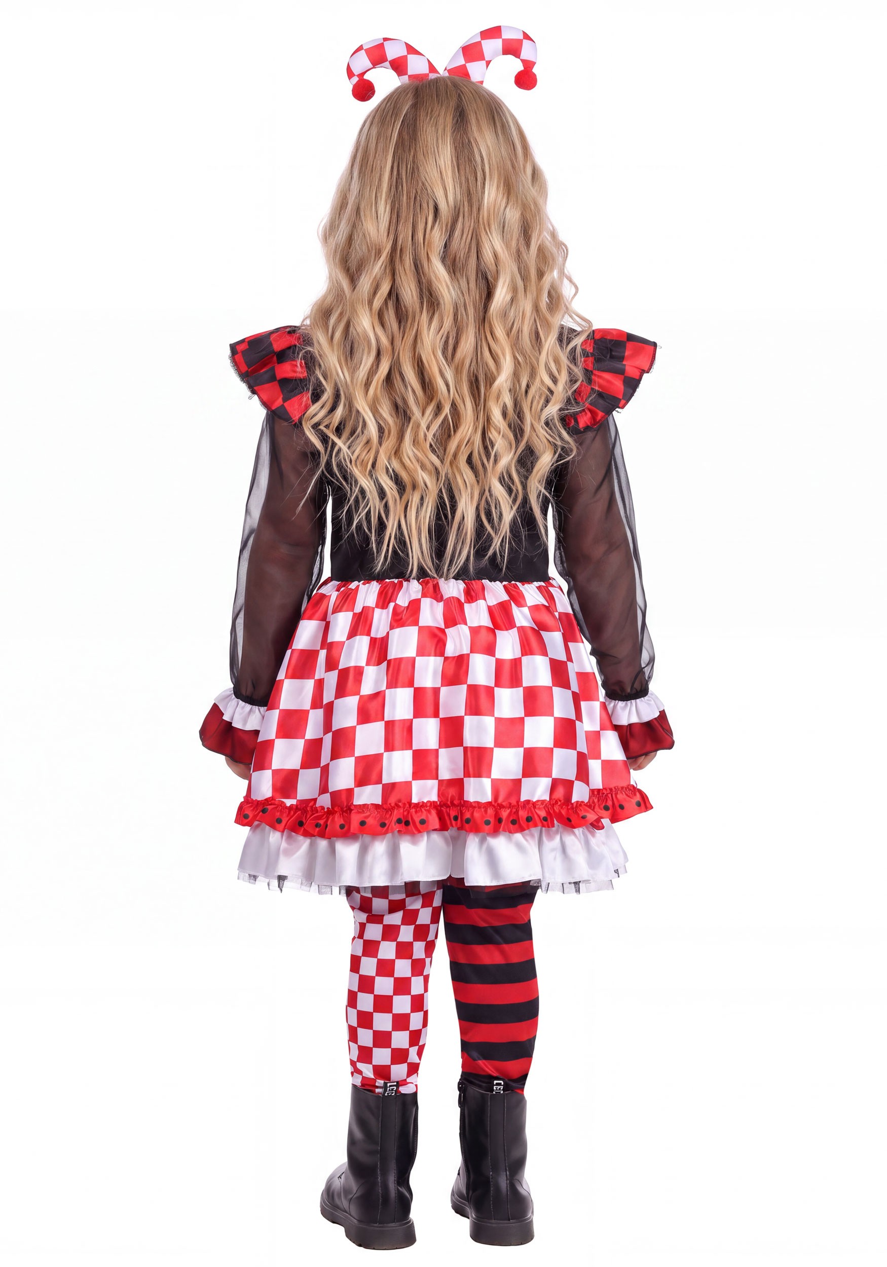 Girl's Red Wicked Jester Costume | Evil Clown Costumes