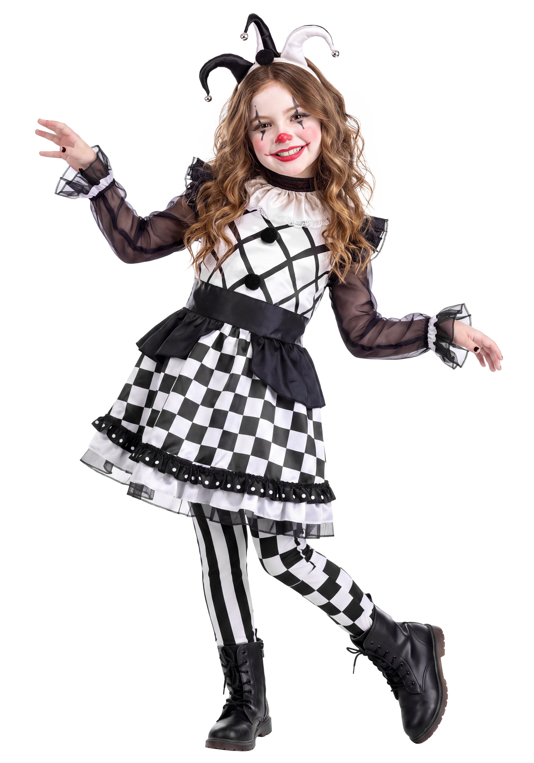 Girl's Black Wicked Jester Costume | Scary Costumes