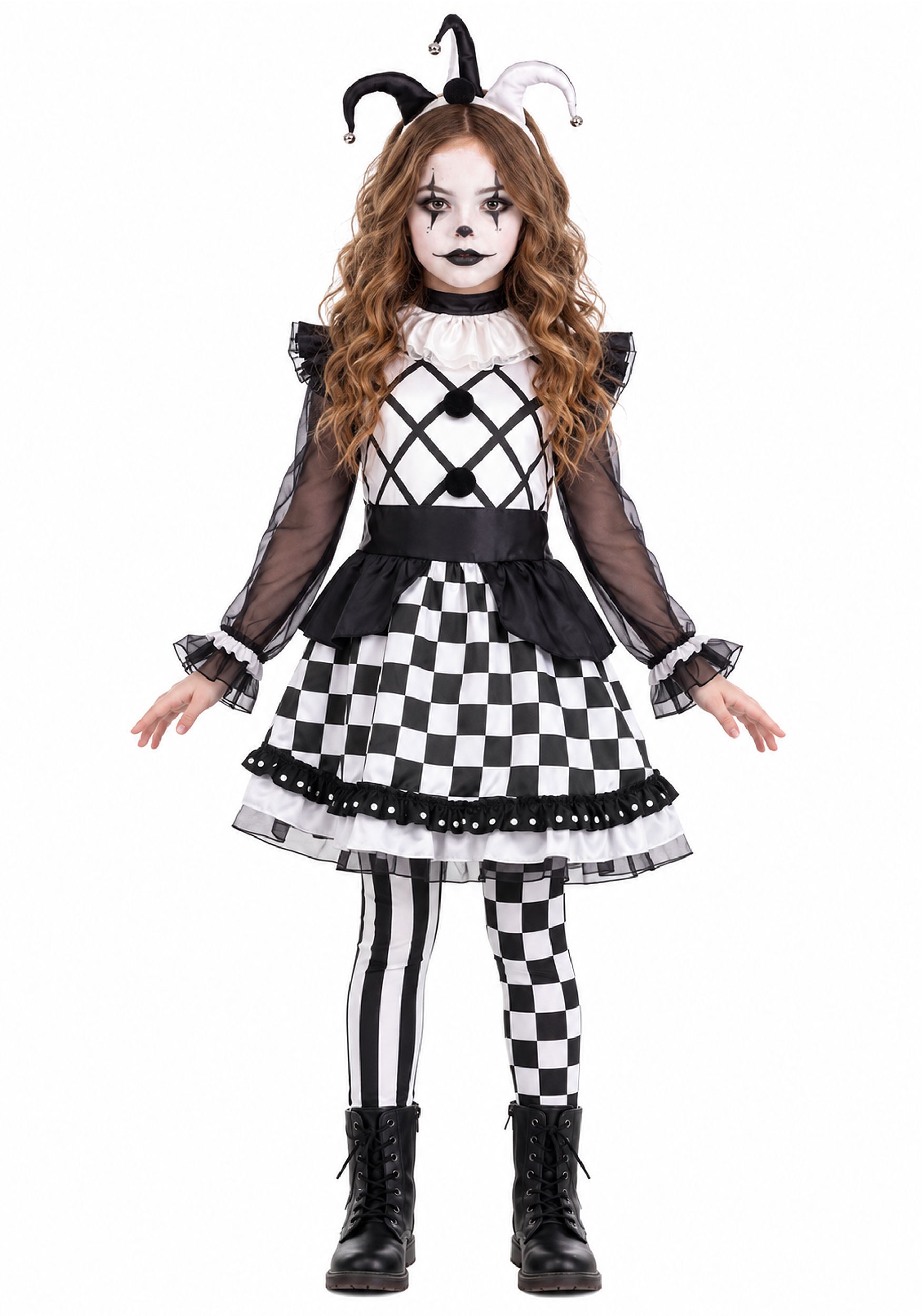 Girl's Black Wicked Jester Costume | Scary Costumes