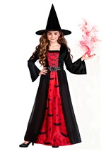 Girls Batty Red Witch Costume Dress Alt 1