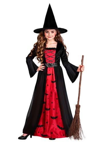 Girls Batty Red Witch Costume Dress 1