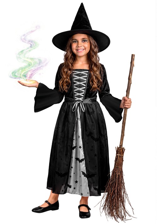 Girls Batty Grey Witch Costume Dress