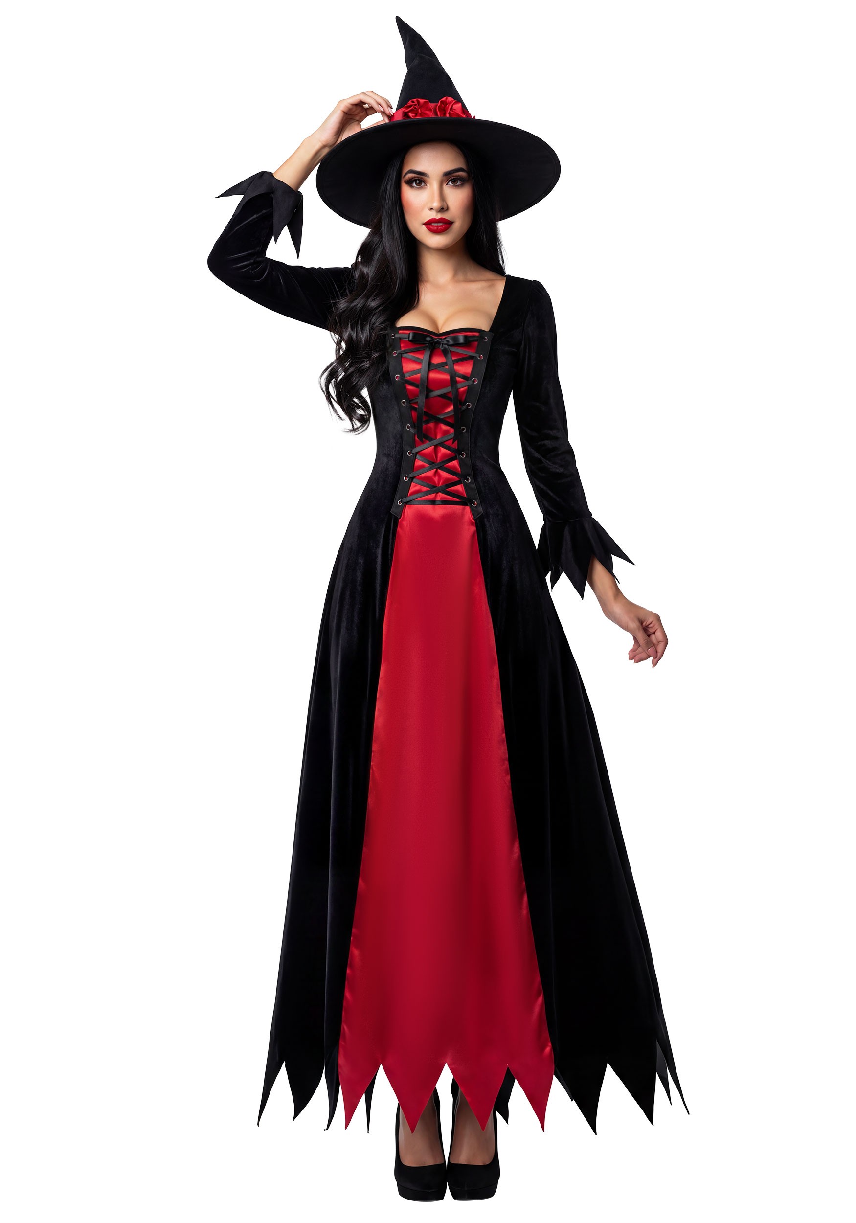 Women's Red Laced Witch Costume Dress | Witch Costumes