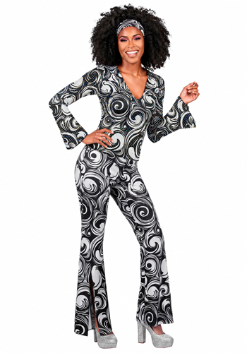 Womens Foxy Disco Costume Jumpsuit-updated