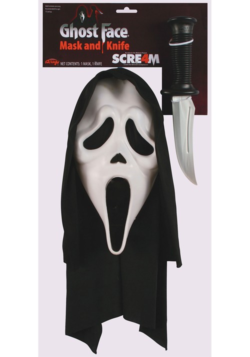 Adult Ghost Face Mask with Knife Costume Kit