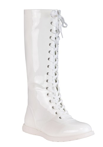 Adult White Wrestling Costume Boots
