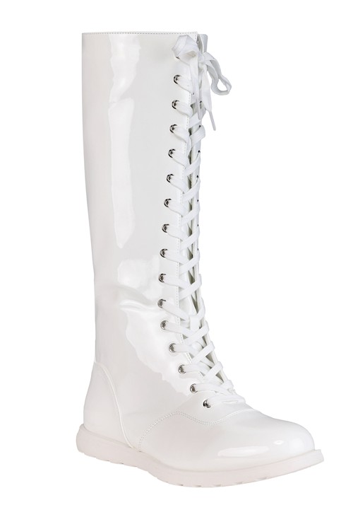 Adult White Wrestling Costume Boots