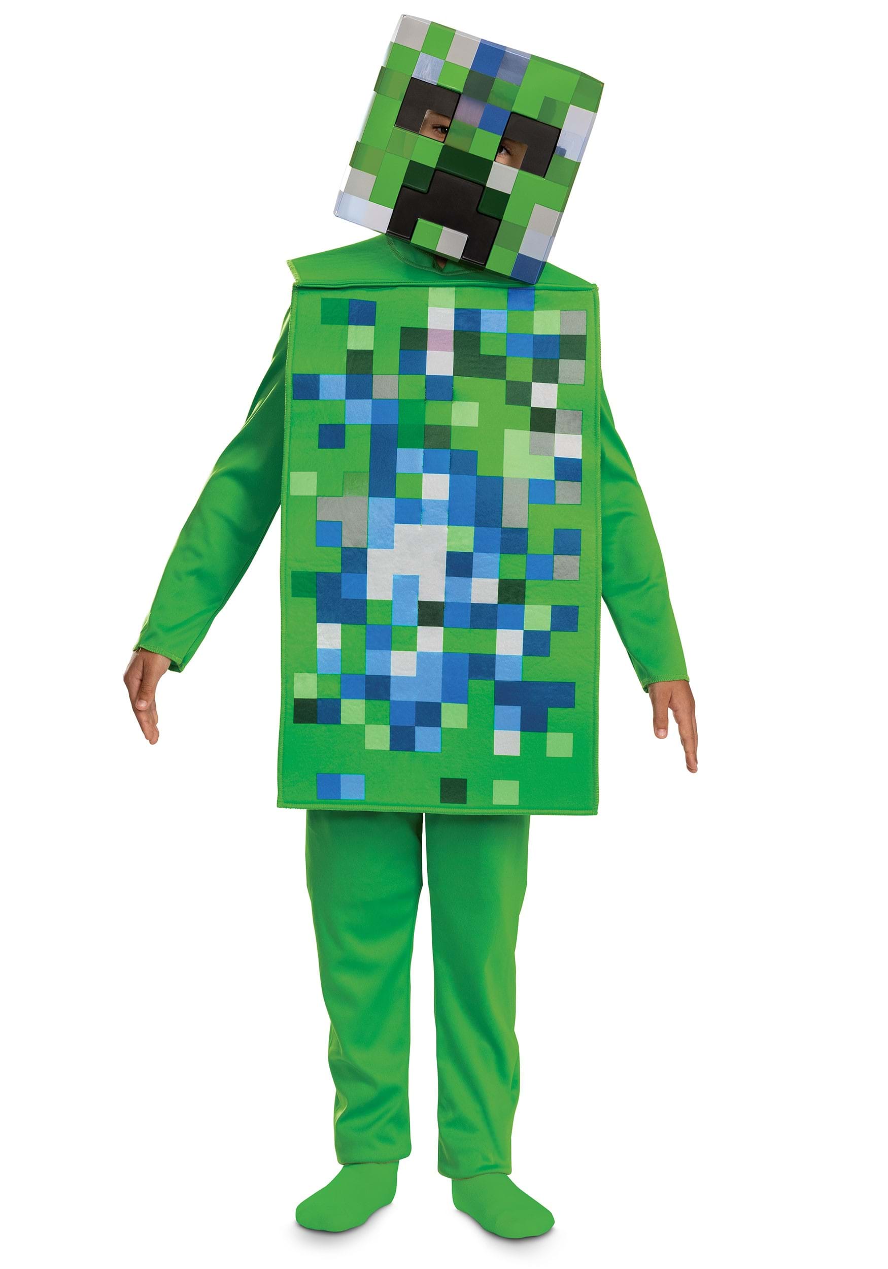 Kid's Minecraft Classic Charged Creeper Jumpsuit Costume | Video Game Costumes