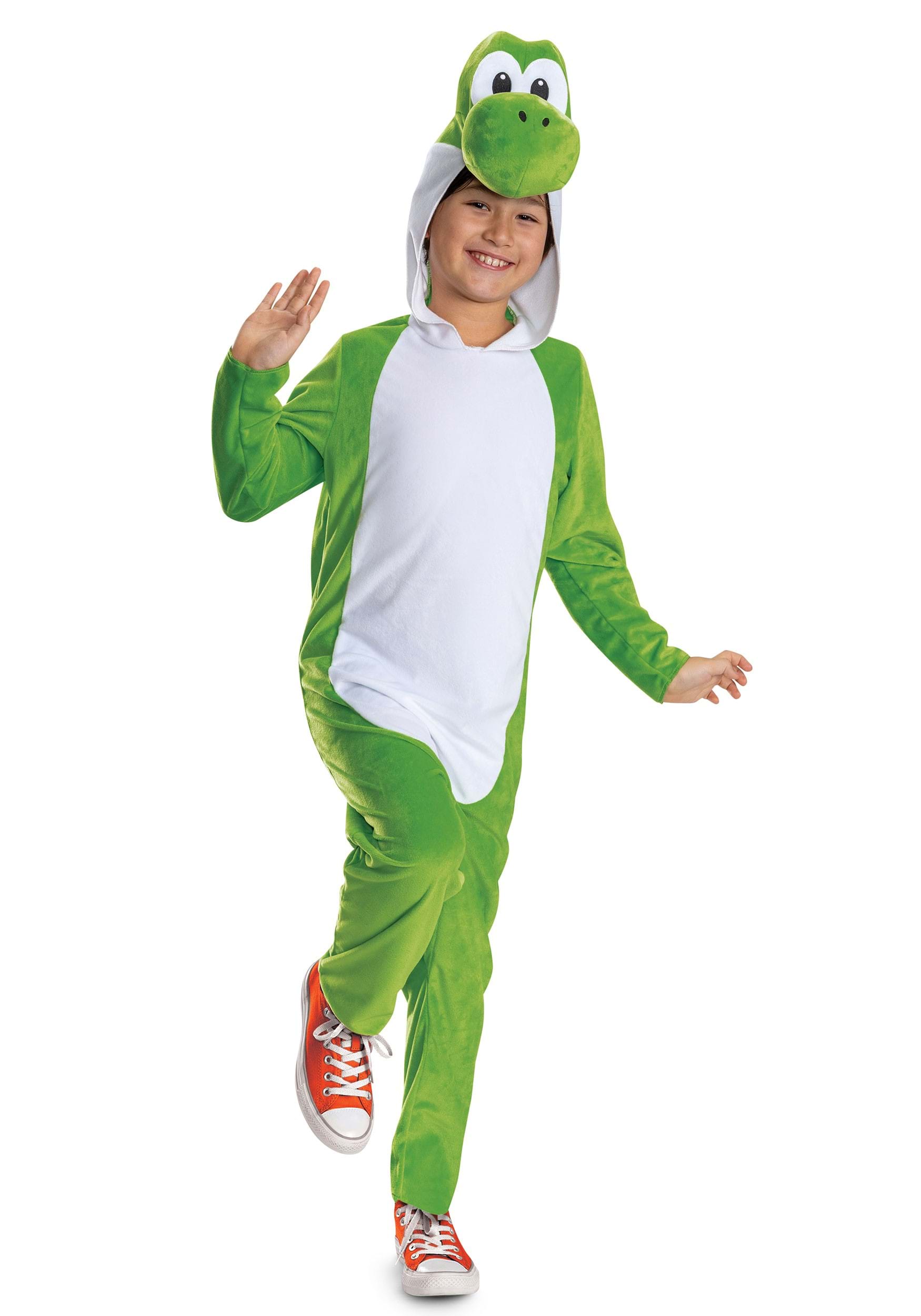 Kid's Super Mario Hooded Yoshi Jumpsuit Costume | Nintendo Costumes