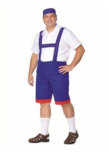 Plus Size Ned Nederlander Blue Lederhosen Men's Costume | German Costumes
