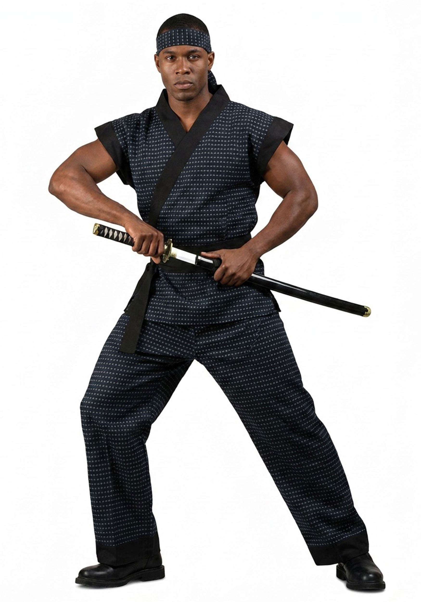 Blue Plaid Samurai Men's Costume | International Costumes