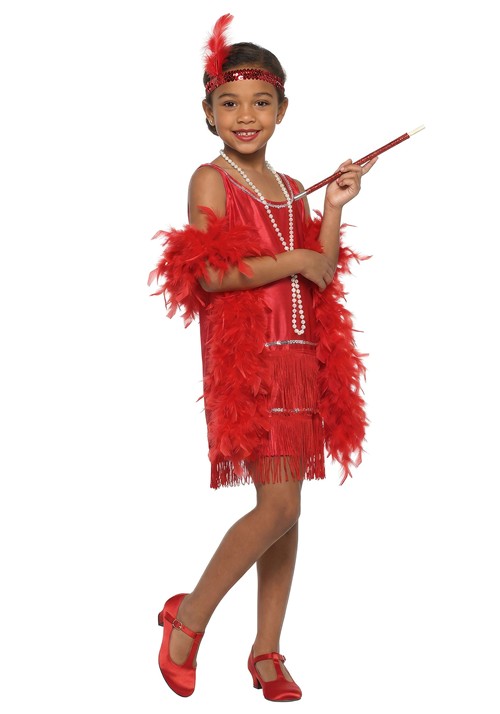 Girls Red DELUXE FLAPPER Costume-update