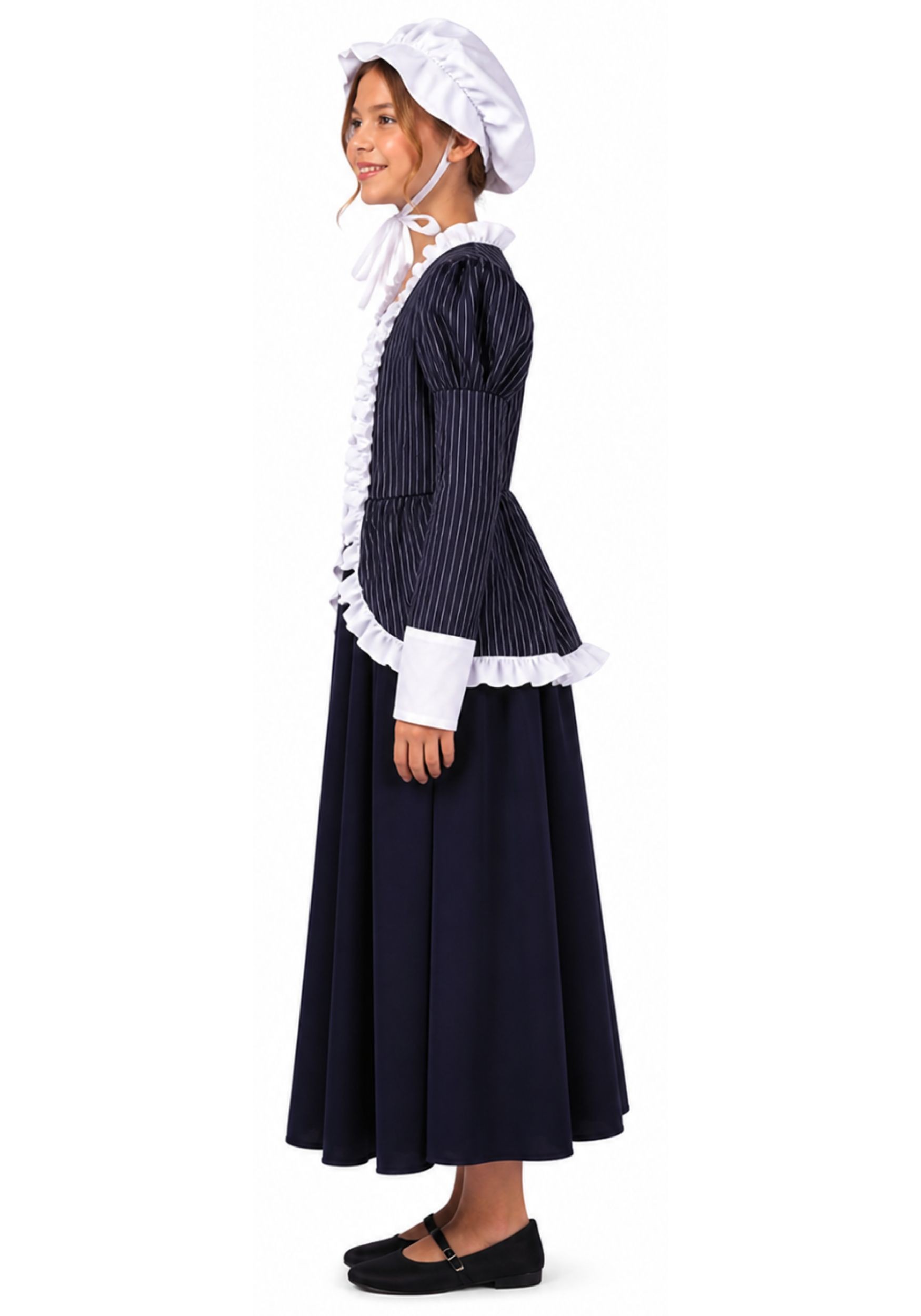 Girl's Colonial Peasant Pinstriped Costume Dress | Historical Costumes