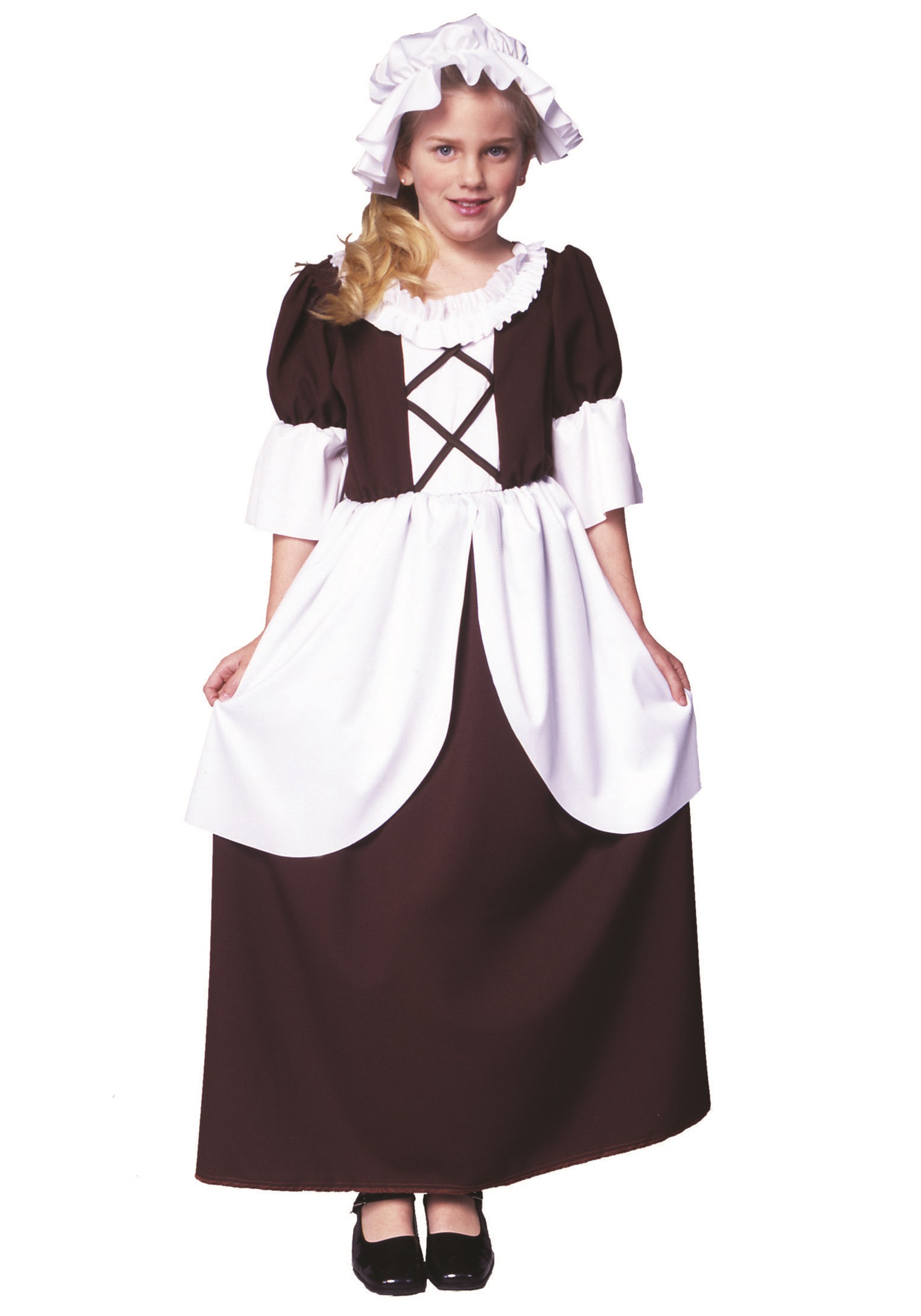 brown maid dress Child's Colonial Girl Costume White Maid Costume Step