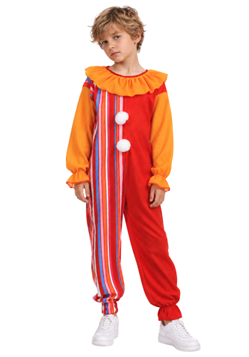Child Striped Orange Red Clown Costume
