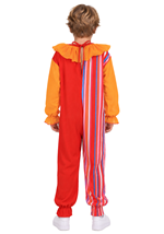 Child Striped Orange Red Clown Costume Alt 1