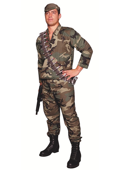 Mens Plus Size Camouflage Commando Costume