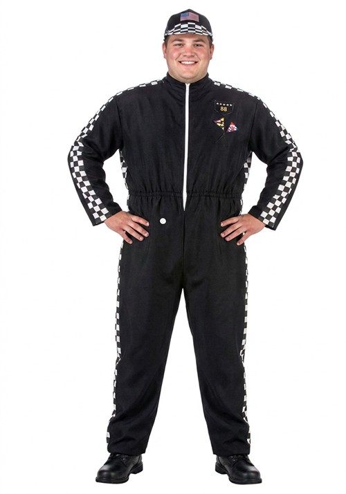 Plus Size Black Car Racer Jumpsuit Costume for Men
