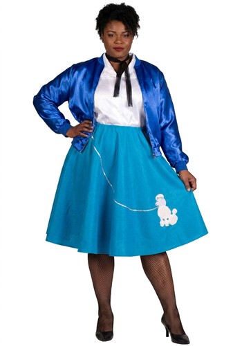 Plus Size 50s Blue Poodle Skirt Costume for Women