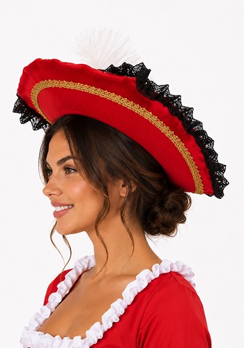 Adult Red Velvet Pirate Musketeer Hat Accessory | Pirate Hats
