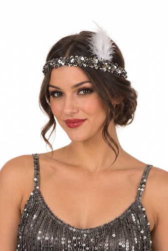Flapper Silver Sequin Headband Accessory
