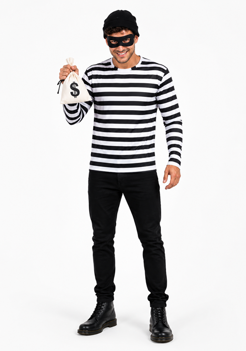 Adult Convict Top Cap Costume Kit
