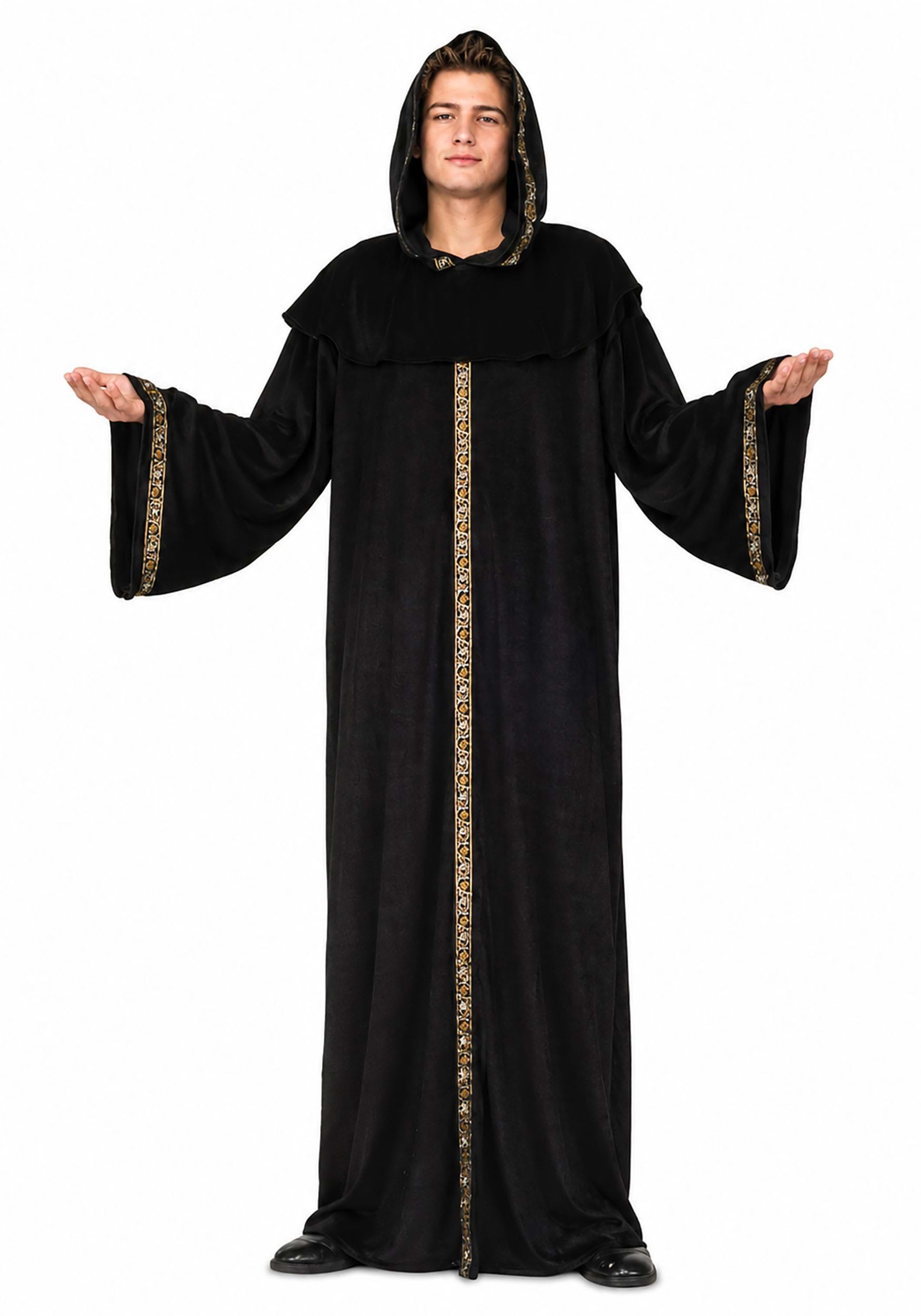Men's Black Medieval Monk Robe Costume | Religious Costumes
