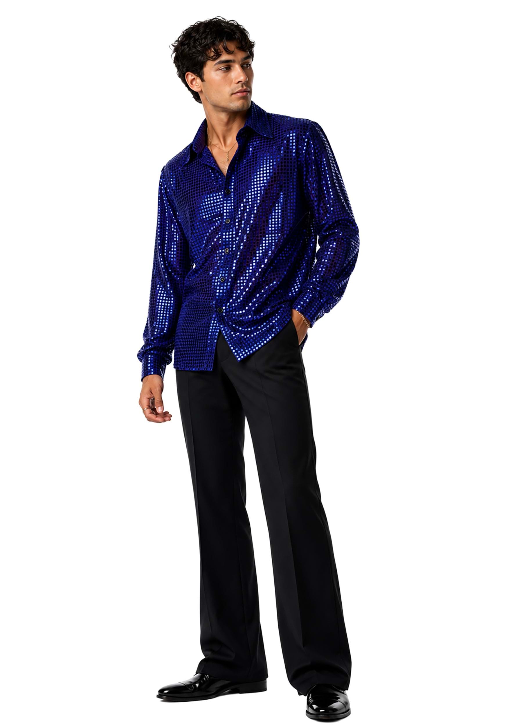 Men's Inferno Blue Disco Costume | 70's Costumes