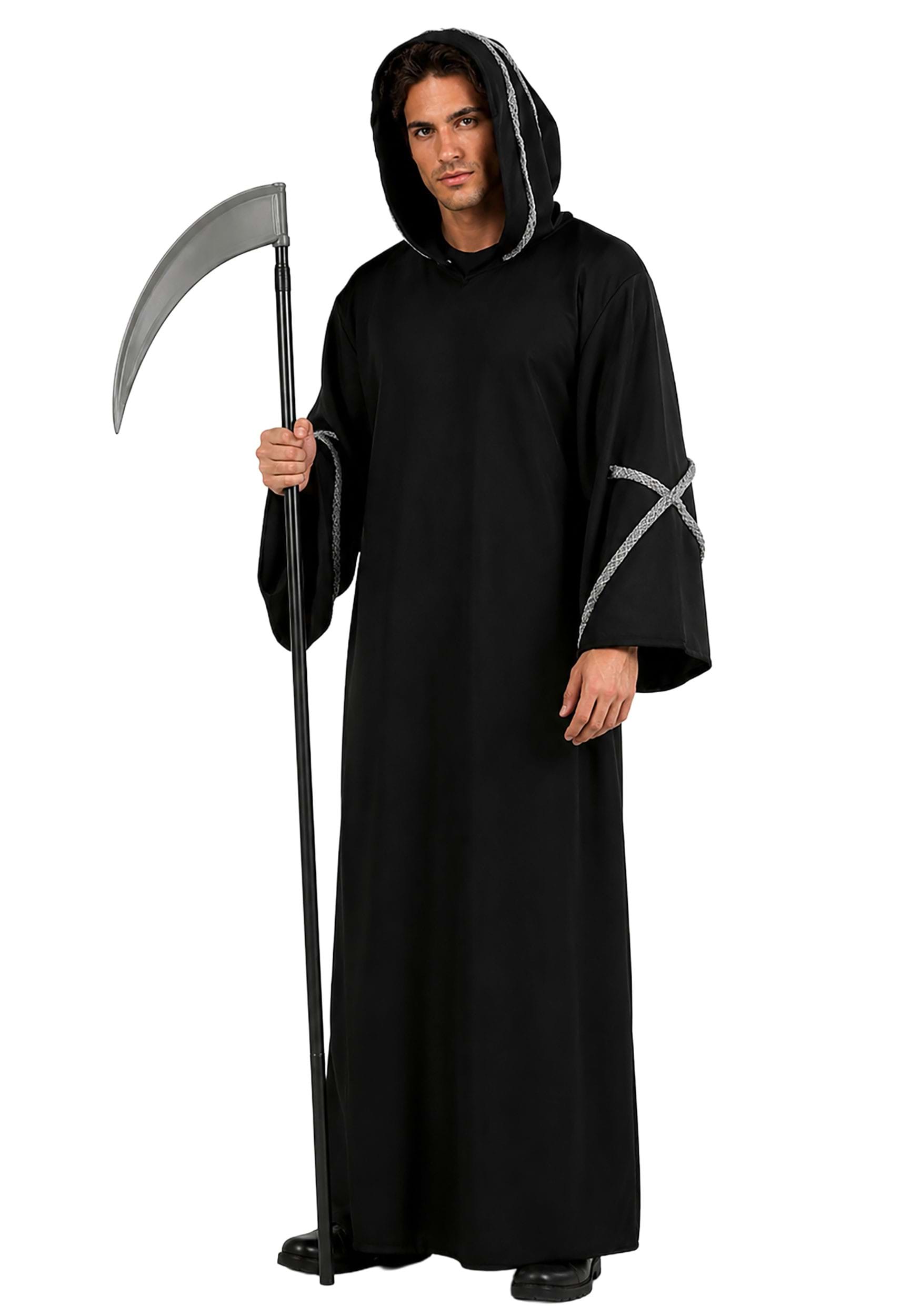 Men's Black Gothic Hooded Robe Costume | Scary Costumes