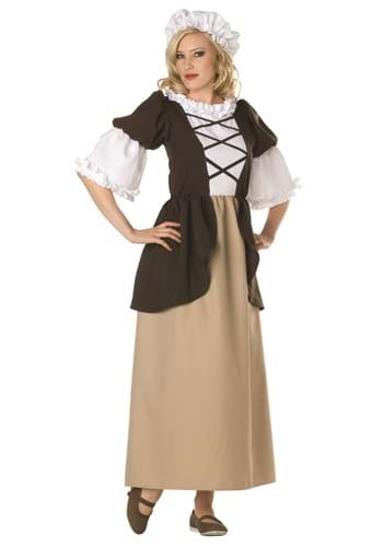 Womens Colonial Brown Dress Costume
