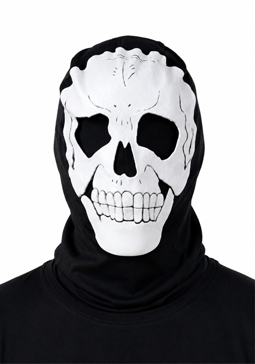 Adult White Skull Pullover Hood Accessory