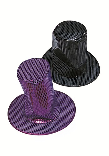 11-Inch Adult Purple Sequin Top Hat Accessory | Halloween Accessories