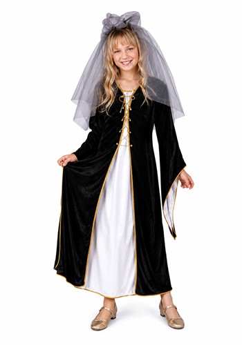 Girls Medieval Bride Black Costume Dress
