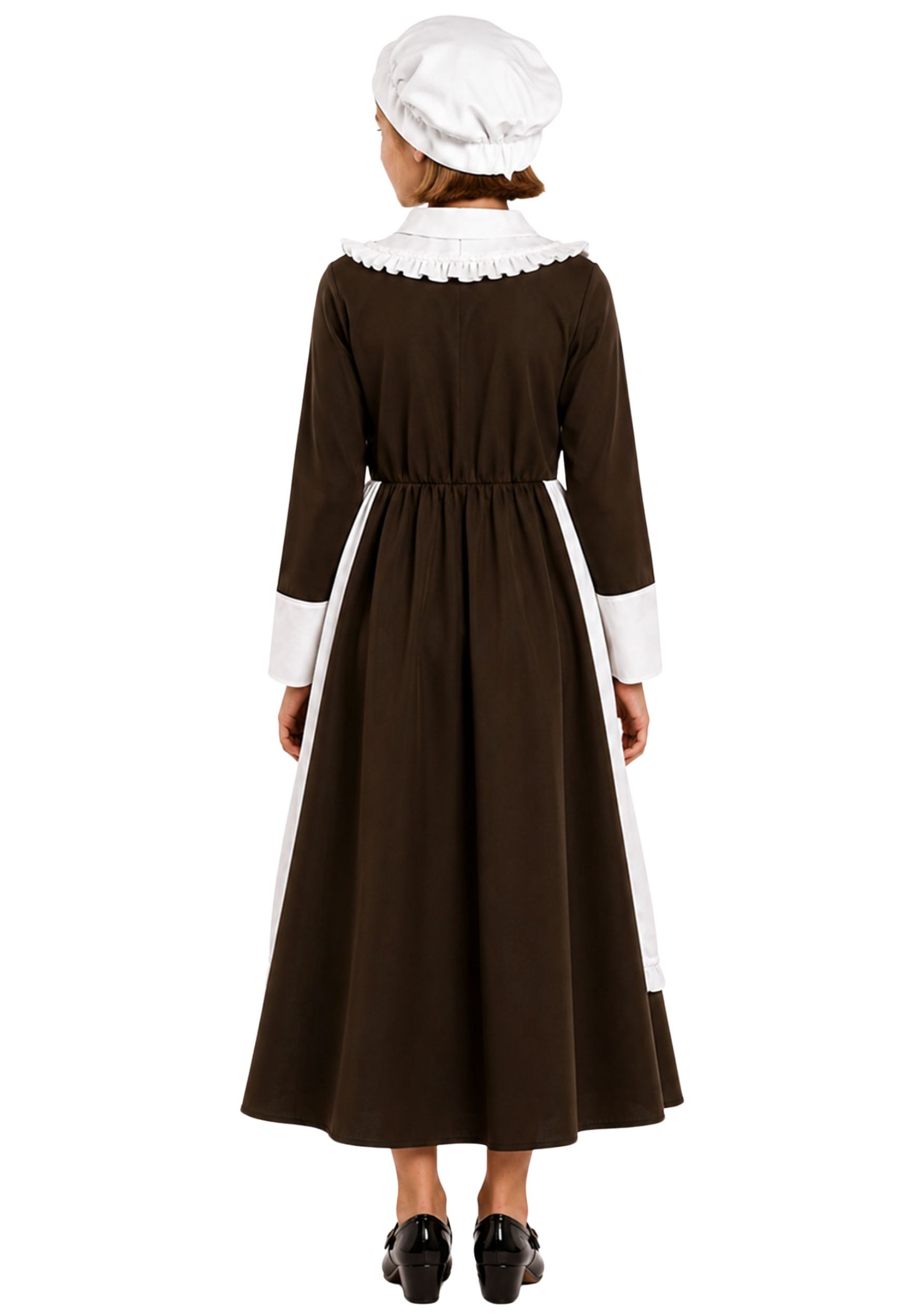 Child Colonial Peasant Girl Olive-Colored Costume Dress | Historical Costumes
