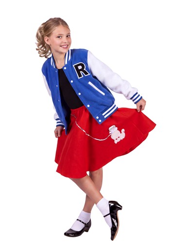 Girl's Blue Letterman Jacket Costume | Sports Costumes