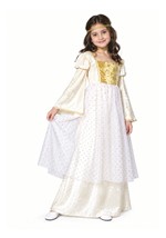 Girl's Golden Fairy Queen Costume White Dress upd