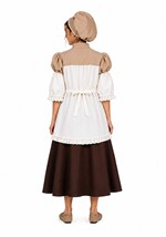 Girls Colonial Peasant Girl Brown Costume Dress Alt 1