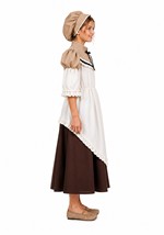 Girl's Colonial Peasant Girl Brown Costume Dress Alt 2