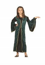 Girls Renaissance Maiden Green Costume Dress