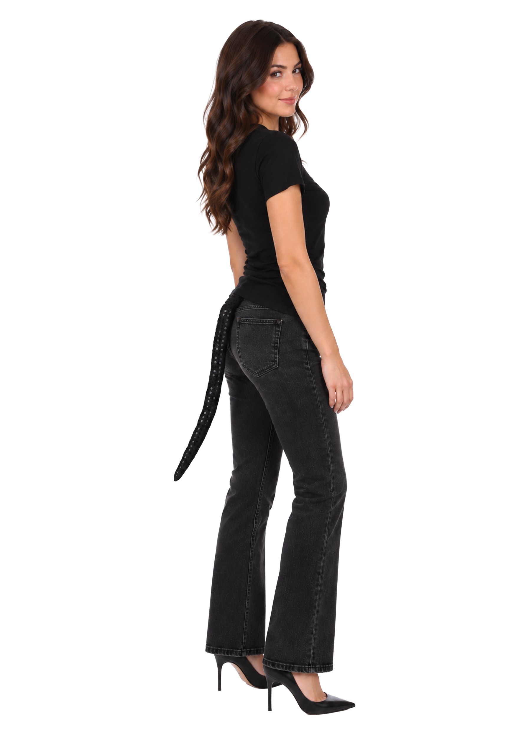 17-Inch Sequined Black Cat Tail Costume Accessory | Cat Accessories