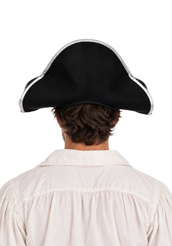 Adult Black Costume Pirate Hat with Silver Trim | Pirate Hats