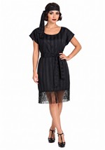 Womens Roaring 20s Black Flapper Costume Dress