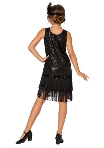 Girl's Black Sequin Flapper Costume Dress | Flapper Costumes